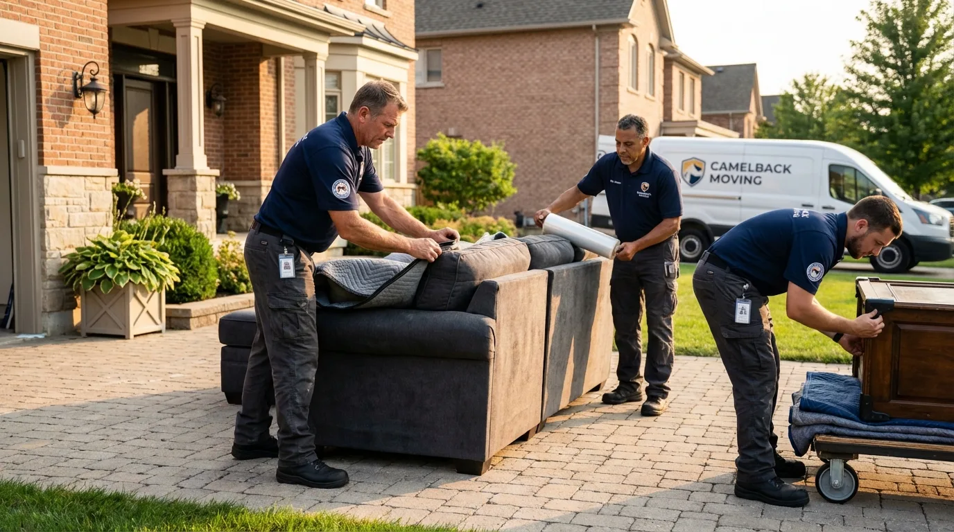 Large estate moving crew wrapping furniture in Lindale, TX
